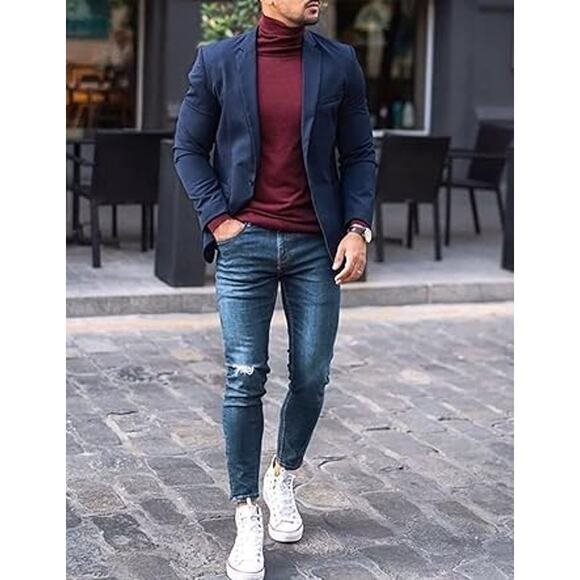 COOFANDY Mens One Button Sport Coat Regular Fit Casual Blazer Jacket Formal Dres - Picture 2 of 6